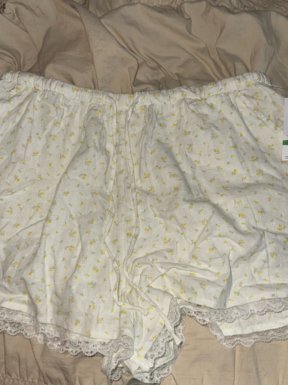 Aeropostale Cream Sleep Shorts with Yellow Floral Print